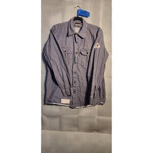 Bulwark Men’s Shirt Long Sleeve Fire Resistant Size L Blue Plaid Color